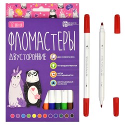 Фломастеры 12цв. Феникс 67875 "Арт-братва" двусторонние, смываемые