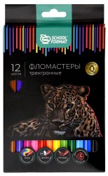 Фломастеры 12цв. Schoolformat ФЛ12-ДПЛ "ДИКАЯ ПЛАНЕТА" трехгранные 227091