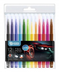 Фломастеры 12цв. Schoolformat ФЛ12-КРТ "Крутые тачки" + стикеры 223811