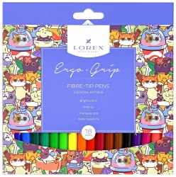Фломастеры 18цв. Lorex LXFPEG18-CK "ERGO-GRIP COCKTAIL KITTENS" круглые 209839