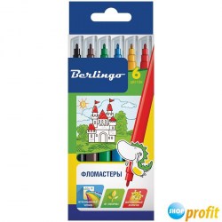 Фломастеры  6цв. Berlingo WP00206 "Замки" смываемые 229413