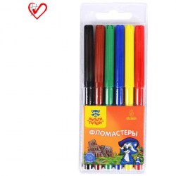 Фломастеры  6цв. Мульти-Пульти WP_10722 "Енот в Италии" смываемые 240103