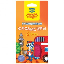 Фломастеры  6цв. Мульти-Пульти WP_10732 "Енот в Англии" утолщенные, смываемые 240108
