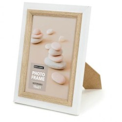 Фоторамка Brauberg HIT 15*21см пластик "Esquire" багет 35мм белая/капучино 391255