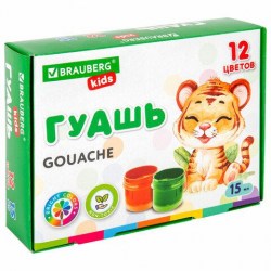 Гуашь 12цв. Brauberg Kids 192557 15мл