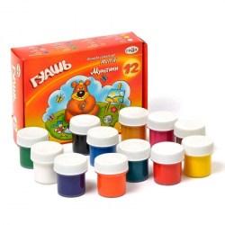 Гуашь 12цв. Гамма 221032  "Мультики" 20мл 001399