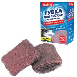 Губка д/пос. Лайма 702229 металлич. с мыльной пропиткой 10шт. 