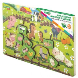 Игра настольная Brauberg KIDS 665264 "Животные в деревне" деревянная с бегунками