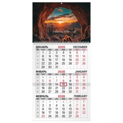 Календарь настенный на 2026г. Brauberg 116750 "Удивительный пейзаж" 1 блок, 1 гребень, бегунок 