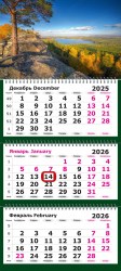 Календарь настенный на 2026г. Полином 3329-5 "Сосна на утесе" трехсекционный с магн курсором