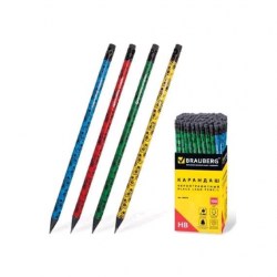 Карандаш ч/г  Brauberg 180634  Fuete, НВ, с рисун черн дерево, с ласт 