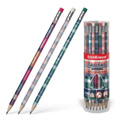 Карандаш ч/г  ErichKrause 56010 HB Tartan с ластиком, трехгранный