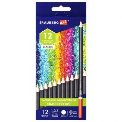 Карандаши 12цв. Brauberg 181536 "ART Classic" мягкий грифель 3,3мм