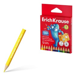 Карандаши 12цв. ErichKrause 62930 "Jolly Friends" короткие, дерево