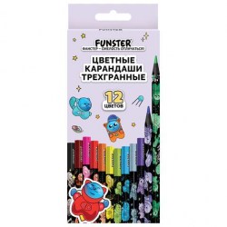 Карандаши 12цв. Funster 182066 "Among Cats" трехгранные, пластиковые, с принтом