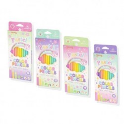 Карандаши 12цв. Yalong YL201029-12 "Pastel colours" грифель 3,0мм, трехгранные, ассорти