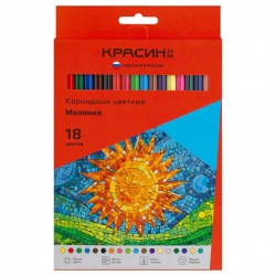 Карандаши 18цв. Красин КР-180300 "Мозайка" грифель 2,65мм шестигранные 359652