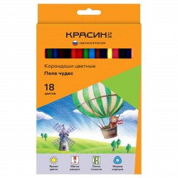 Карандаши 18цв. Красин КР-180400 "Поле чудес" грифель 2,65мм трехгранные 360036