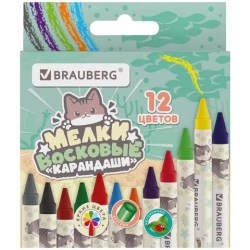 Карандаши восковые 12цв. Brauberg 273229 "Милые коты"