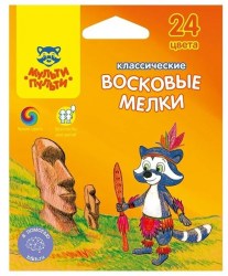 Карандаши восковые 24цв. Мульти-Пульти LC_10473 "Енот на острове Пасхи" круглые 239187