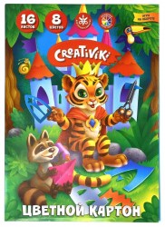 Картон цветной А4 16л. 8цв. Creativiki КЦ16Л8ЦКР немелованный 176924