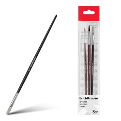 Кисти набор ErichKrause 56094 пони/щетина /3шт/ для гуаши и акварели