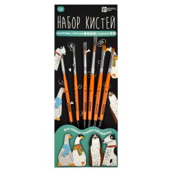 Кисти набор Феникс 66072 "Арт-братва" /6шт/ Синтетика (№1,2,3,4 кругл, 5,6 плоск)