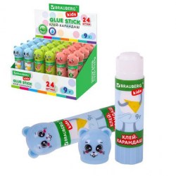 Клей-карандаш  9г Brauberg 271138 "Зверята" кошка, мышка, хрюшка