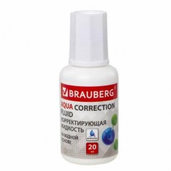 Корректирующая жидкость Brauberg 228643 "Aqua" 20мл, водная основа, с кисточкой 