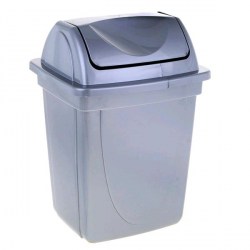 Корзина д/бумаг Стамм КР92 серый металлик 12л, с вращающейся крышкой 215998