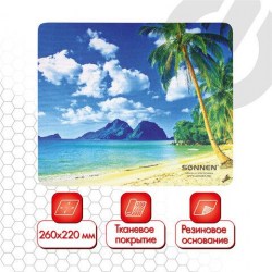 Коврик для мыши SONNEN BEACH резина+ткань 260х220х3мм 513294