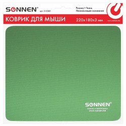 Коврик для мыши SONNEN GREEN резина+ткань 220х180х3мм 513305