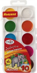 Краски 10цв. б/к Гамма 211046_10 "Мультики" медовые, пласт/уп 300253