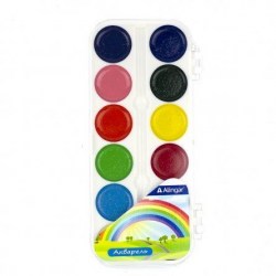 Краски 12цв. б/к Alingar AL-6807 "Радуга" карамельные, пласт/уп 