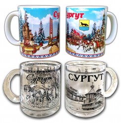 Кружка "Виды города Сургут" чайная стекло h=120мм 