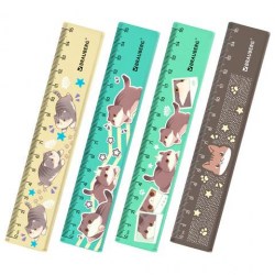 Линейка  15см Brauberg 210865 "Милые коты" тонированная, ассорти