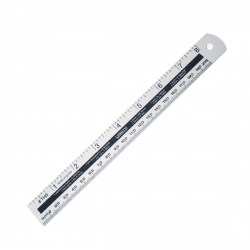 Линейка  20см Alingar AL3743,стальная, 2 шкалы см/дюйм, пакет ПВХ