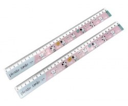 Линейка  30см Нева Маркет INTELLIGENT CD-127-1 "Улыбнись" с рисунком котики