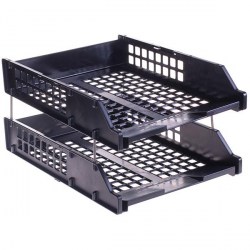 Лоток горизонтальный 2-х ярусный Стамм ЛТ102/ЛТГ-63793/ЛТ102 черный Strong 085478