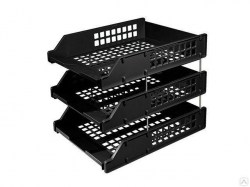 Лоток горизонтальный 3-х ярусный Стамм ЛТГ-63795/ЛТ112 STRONG черный на металл стержн 085479