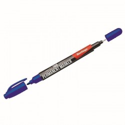 Маркер двухсторонний 0,5мм/1,0мммм Berlingo BMd_07102 "Multiline PE55" синий перманентный 219761