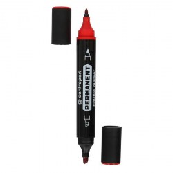 Маркер двухсторонний 1-1,4мм CENTROPEN 1666 перм красный пулев/скош 281516 