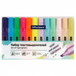 Маркеры 12цв. текстовые OfficeSpace HL12_54992 6цв. пастель, 6цв. неон 1-5мм 308746