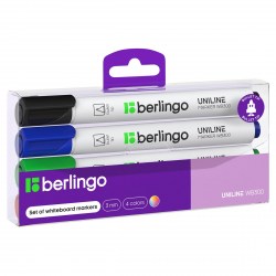 Маркеры  4цв. для доски Berlingo BMc_30509 "Uniline WB300" 3мм, пулевидный 319376