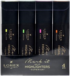 Маркеры  4цв. текстовые Lorex LXHLMT-S4 "Mark it SUPERIOR" 5мм НЕОН 229756