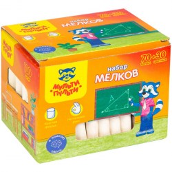 Мел 100шт. белый 70+30 цв., круглый Мульти-Пульти АС_16659 "Енот в школе" 