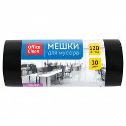 Мешок для мусора 120л. 10шт. 40мкм 70*110см, рулон, черные OfficeClean 355032