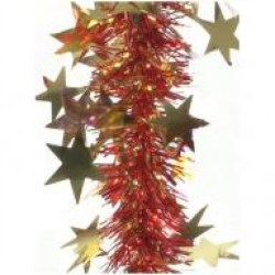 Мишура Мorozco М1203 "Звездопад" золото/красный, Звездочки 2м