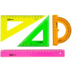 Набор чертежный ArtSpace 256258 (треу2шт,лин20см, трансп)прозр флюор