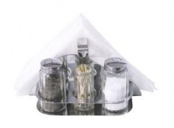 Набор для специй Zeidan Z-11044 с салфетницей, стекло/метал 4 предмета